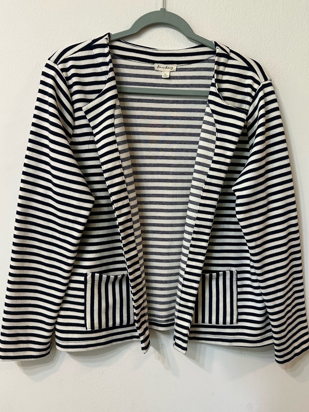 Jane and Delancey Striped Open-Front Blazer Cardigan Jacket, Size XL